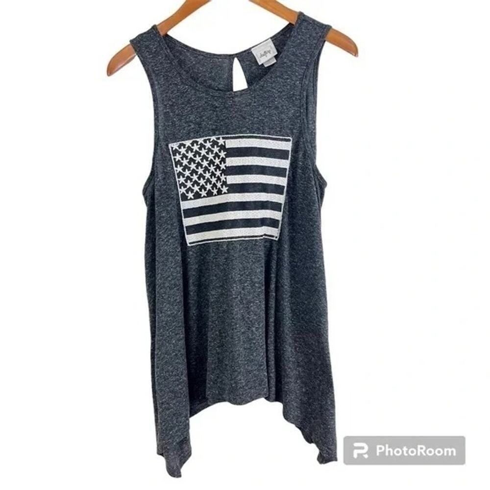 Daytrip Buckle Grey American USA Flag Embroidered Western Casual Tank Top XLarge